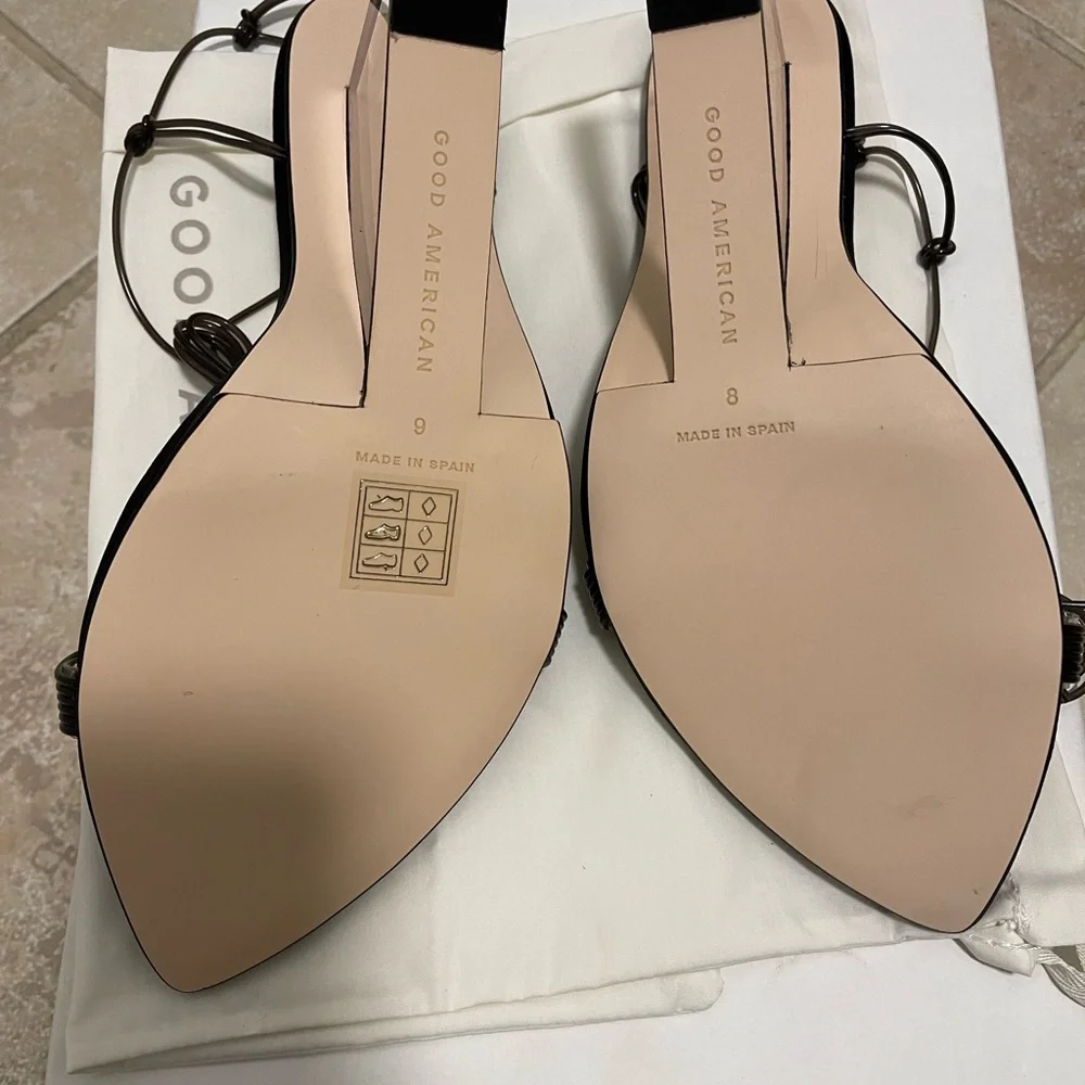 Good American Clear Wedge Ankle Strap Sandals